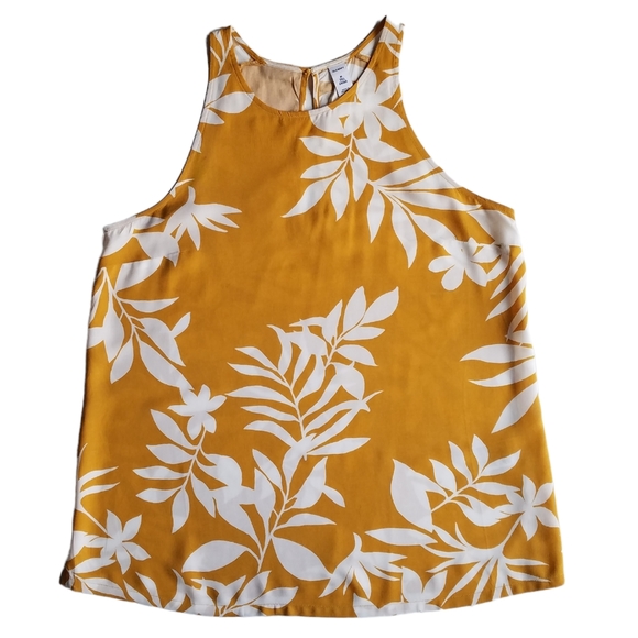 Old Navy Mustard Yellow Floral Sleeveless Top, M/Tall - Picture 2 of 6